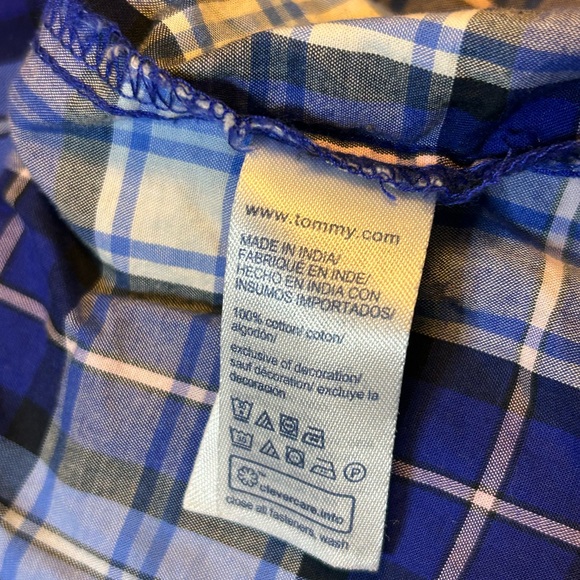 Tommy Hilfiger Navy and Light Blue Plaid Shirt - Picture 4 of 4